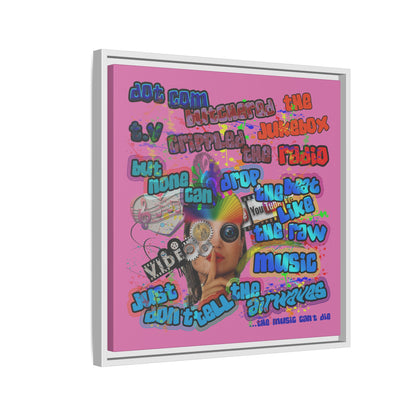 drop the beat - framed canvas art (light pink)