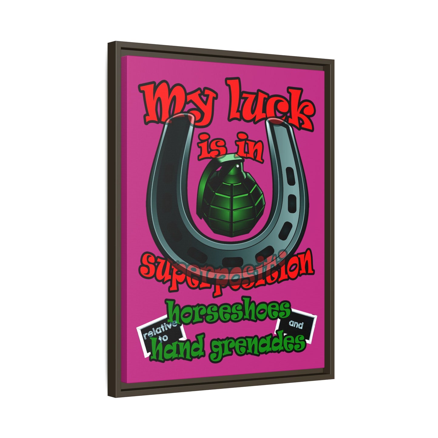my luck - framed canvas art (pink)