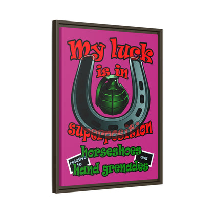 my luck - framed canvas art (pink)