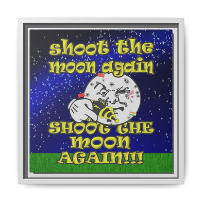 shoot the moon again - framed canvas art ('snoops' background)