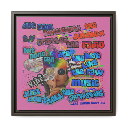 drop the beat - framed canvas art (light pink)