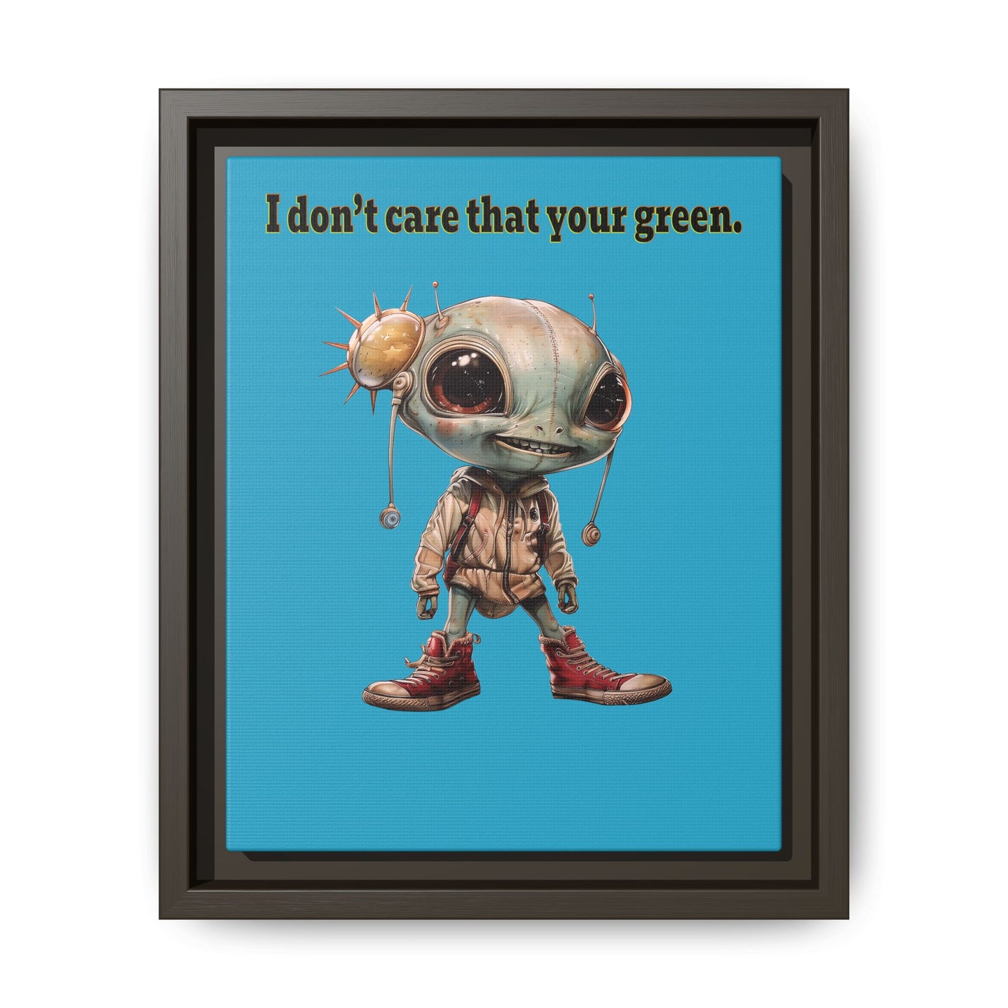 I don't care that your green - framed canvas art (turquoise)