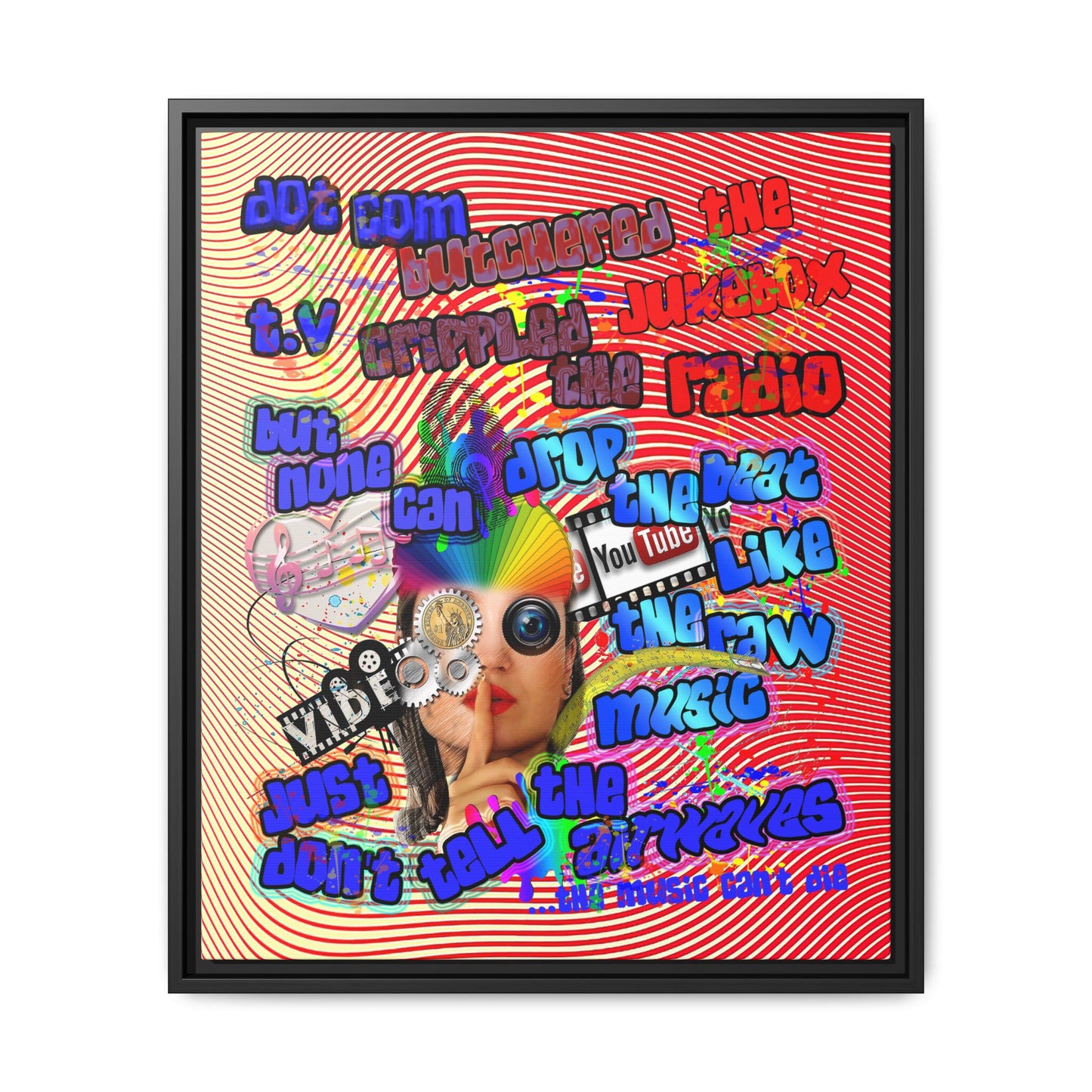 drop the beat - framed canvas art (yellow-orange wave)