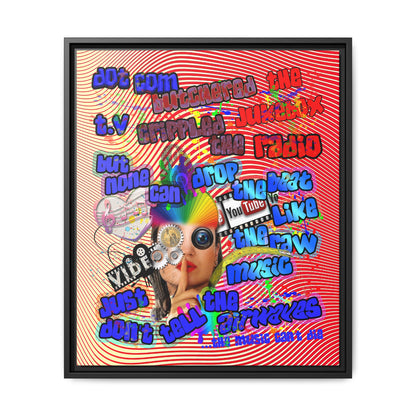 drop the beat - framed canvas art (yellow-orange wave)