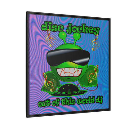 disc jockey - framed canvas art (light blue-purple wave)