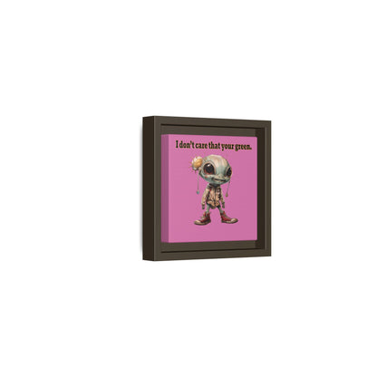 I don't care that your green - framed canvas art (light pink)