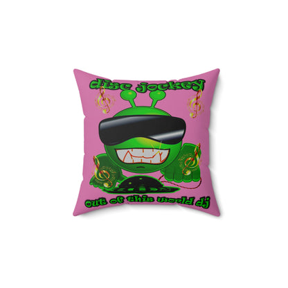 disc jockey - Spun Polyester Square Pillow - (light pink)