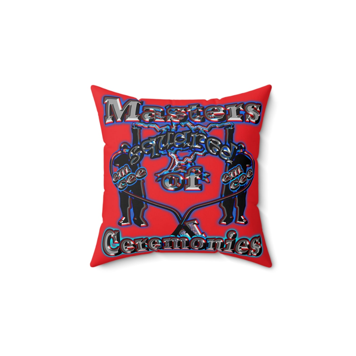 em cee squared - Spun Polyester Square Pillow - (red)