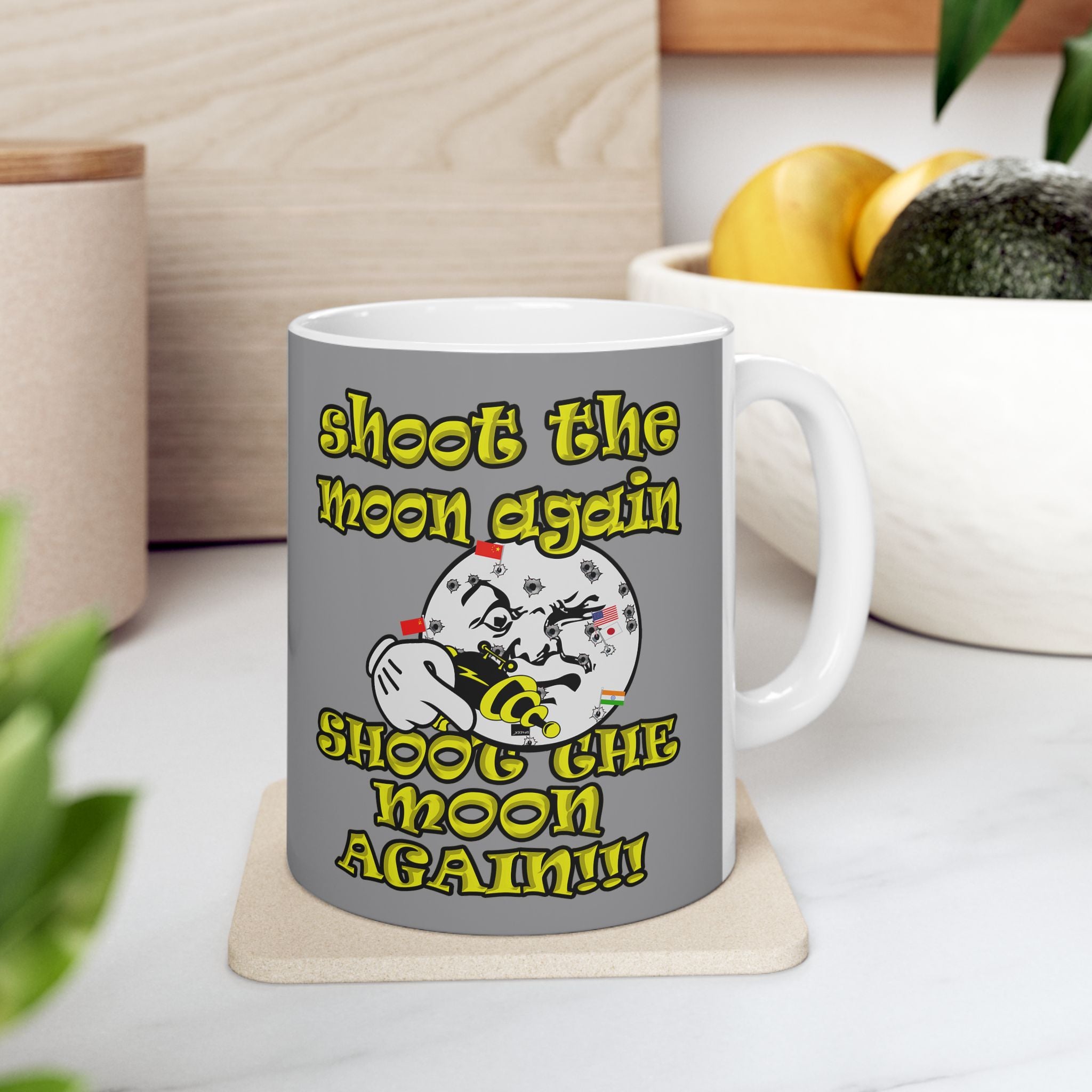 shoot the moon again - White Mug (grey)