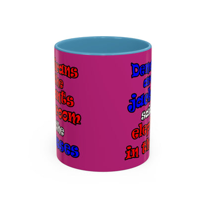 donkeys and elephants - Accent Mug (pink)