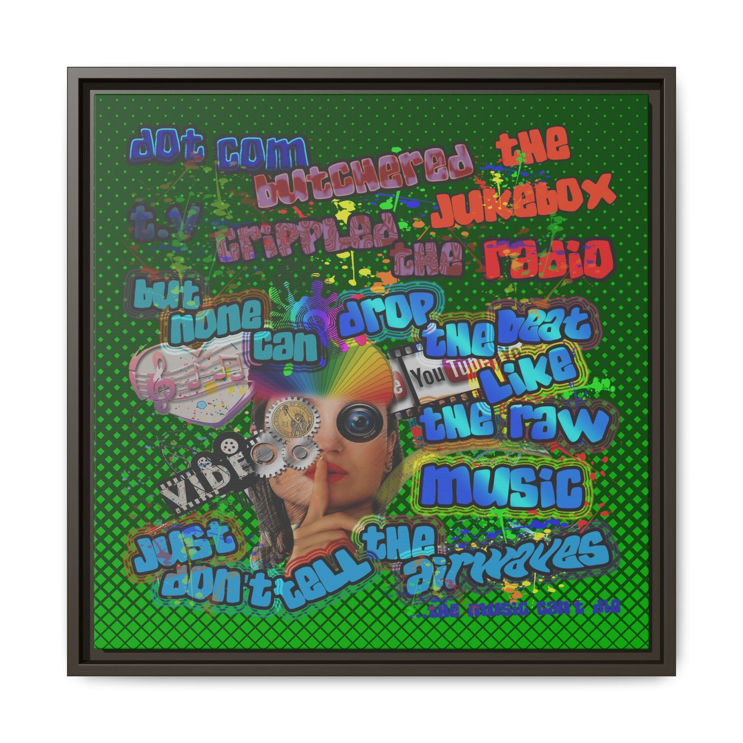 drop the beat - framed canvas art (logo green)