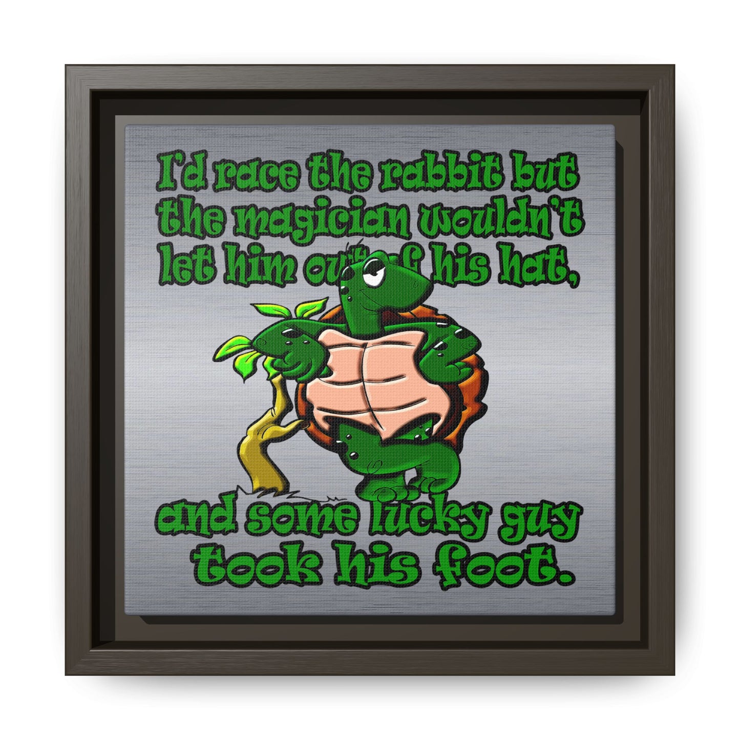 turtle race - framed canvas art (brushed nickel)