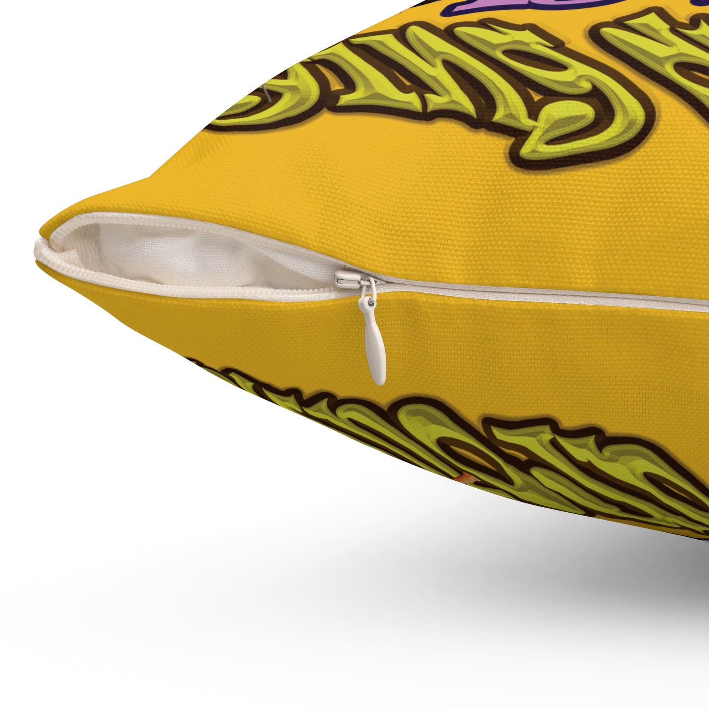 the bum's shit - Spun Polyester Square Pillow - (yellow)