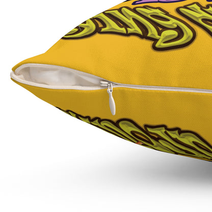 the bum's shit - Spun Polyester Square Pillow - (yellow)