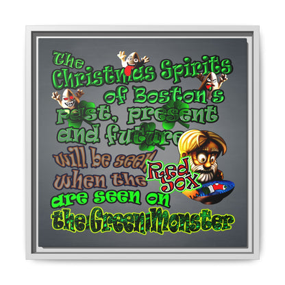 christmas spirits of boston - framed canvas art (grey-light grey)