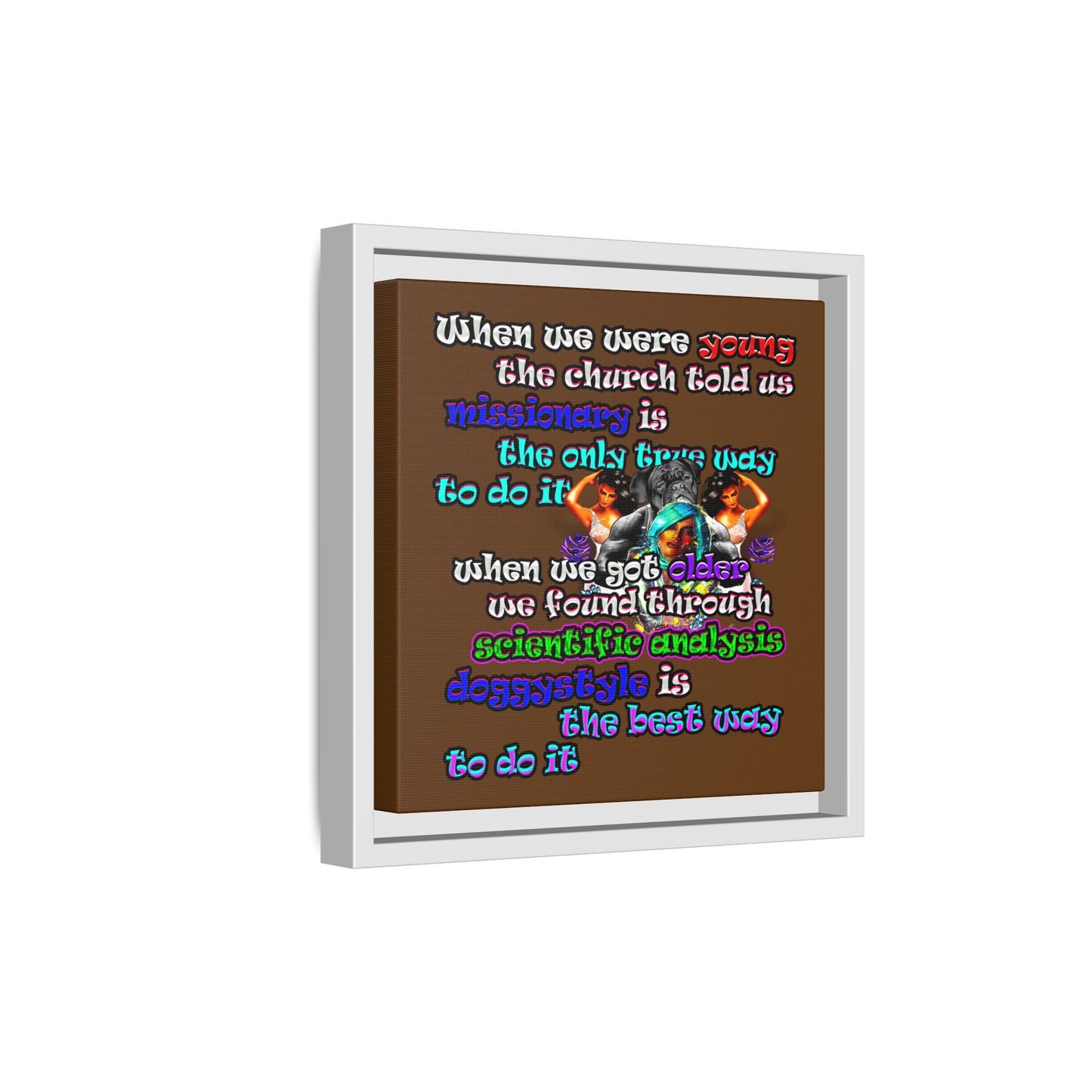 doggystyle - framed canvas art (brown)