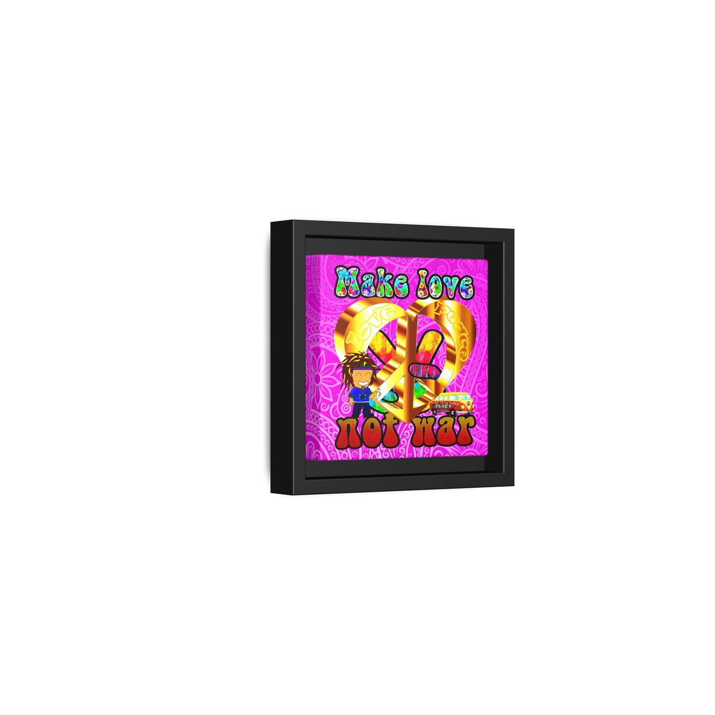 love peace - framed canvas art (pink swirl)