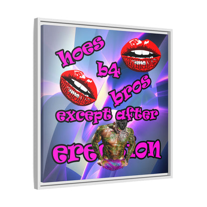 hoes b4 bros - framed canvas art (grey-pink wave)