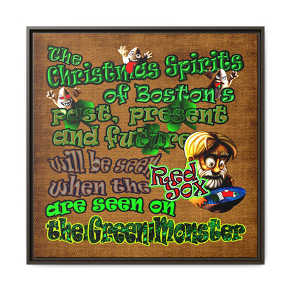 christmas spirits of boston - framed canvas art (brown papyrus)