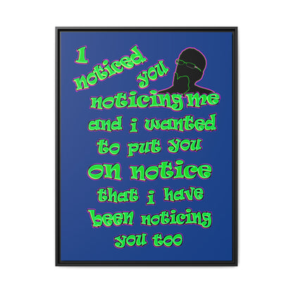 noticed you noticing - framed canvas art (dark blue)