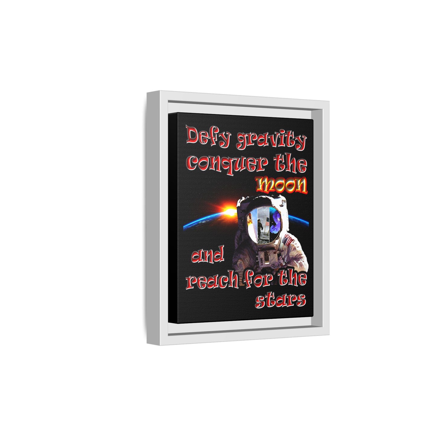 defy conquer reach - framed canvas art (black)