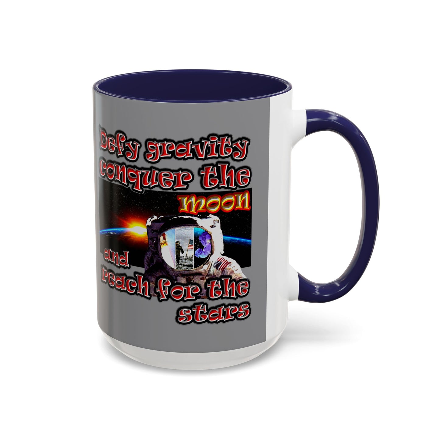 defy conquer reach - Accent Mug (grey)