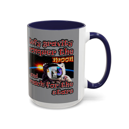defy conquer reach - Accent Mug (grey)
