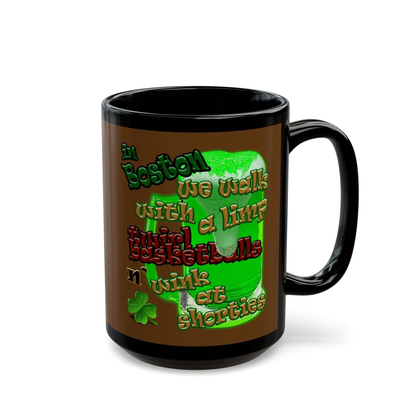celtics logo - Black Mug (brown)
