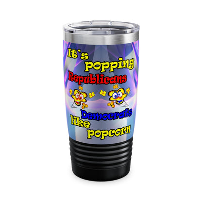 popping like popcorn - Ringneck Tumbler, 20oz (grey-pink wave)