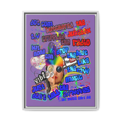 drop the beat - framed canvas art (light purple)