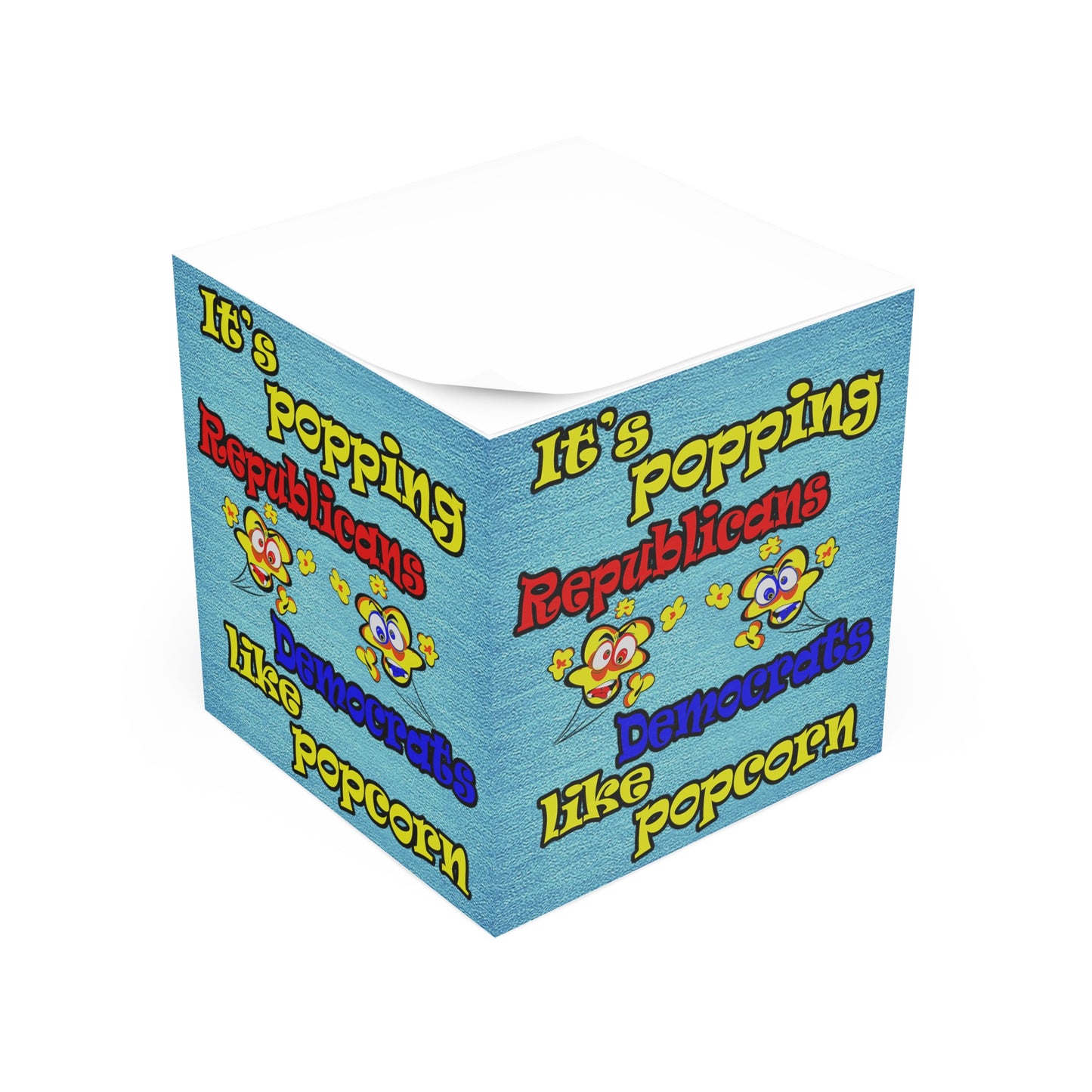 popping like popcorn - note cube (faded blue)