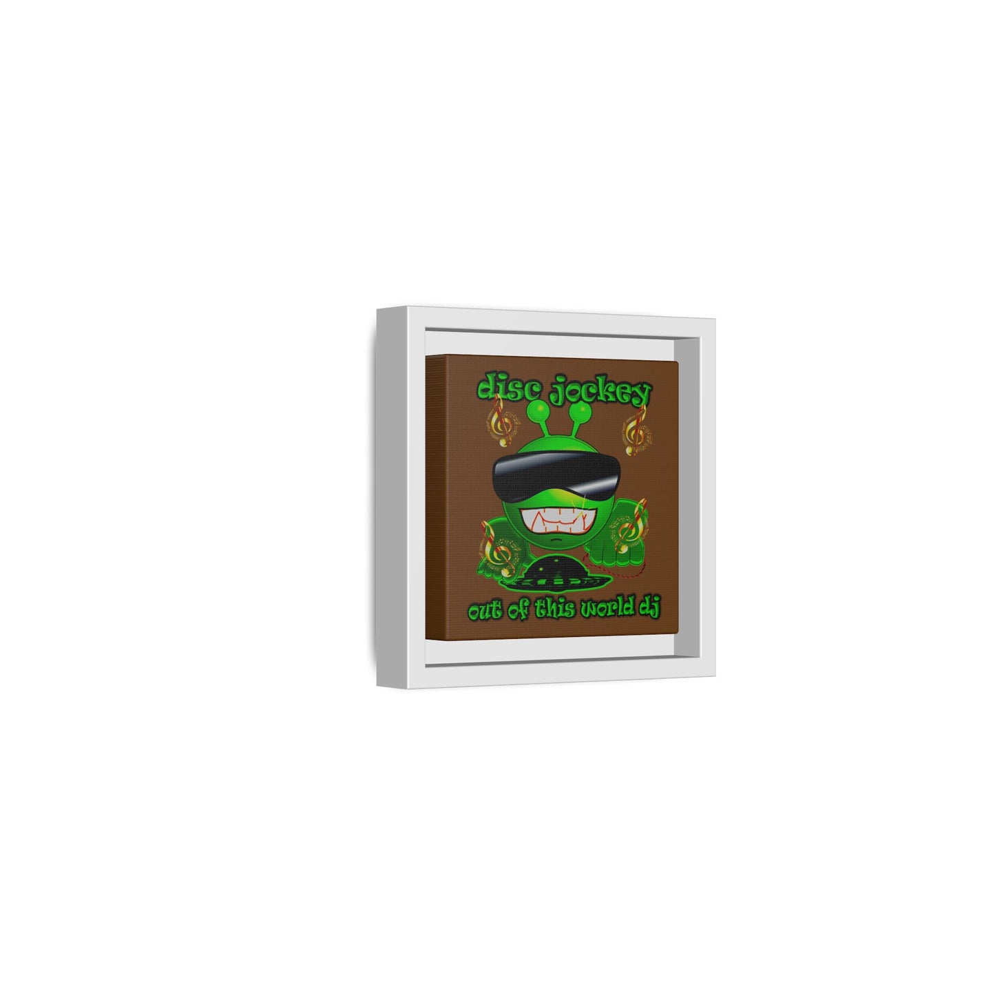 disc jockey - framed canvas art (brown)
