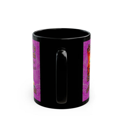 schrodinger's cat - Black Mug (pink swirl)