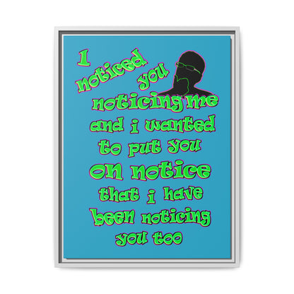 noticed you noticing - framed canvas art (turquoise)
