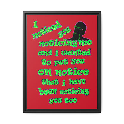 noticed you noticing - framed canvas art (dark red)