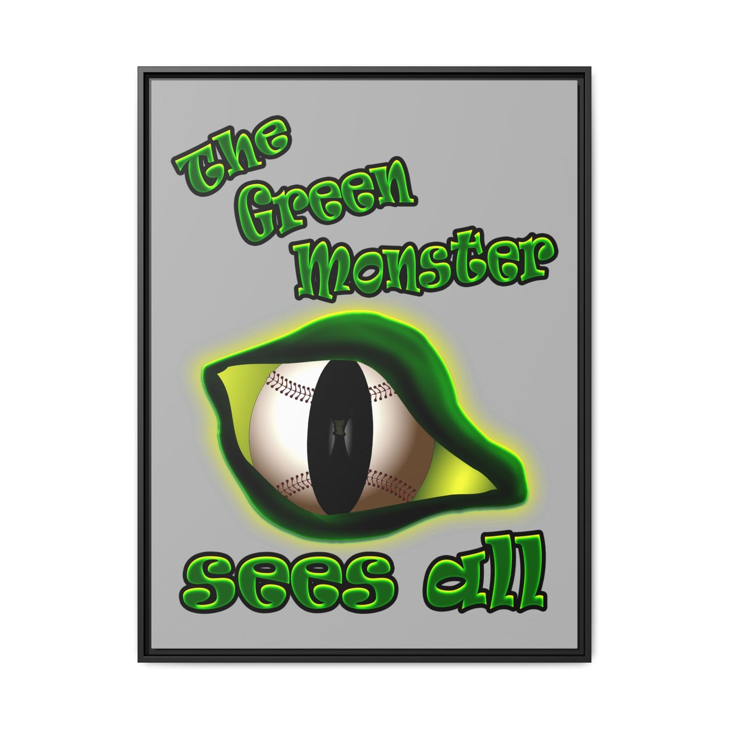 green monster - framed canvas art (light grey)