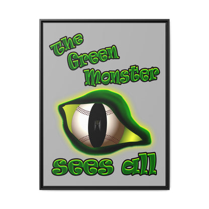green monster - framed canvas art (light grey)