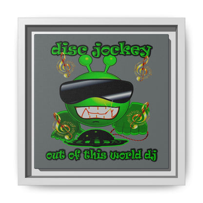 disc jockey - framed canvas art (dark grey)