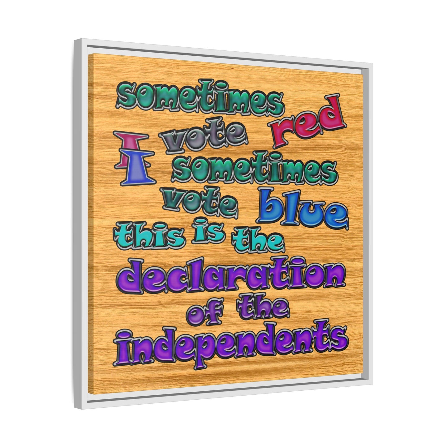declaration of the independents - framed canvas art (butterscotch wood finish)