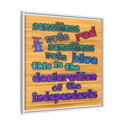 declaration of the independents - framed canvas art (butterscotch wood finish)