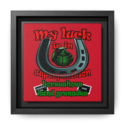 my luck - framed canvas art (dark red)
