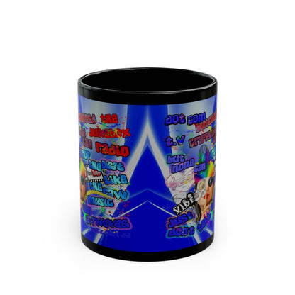 drop the beat - Black Mug (blue-white wave)