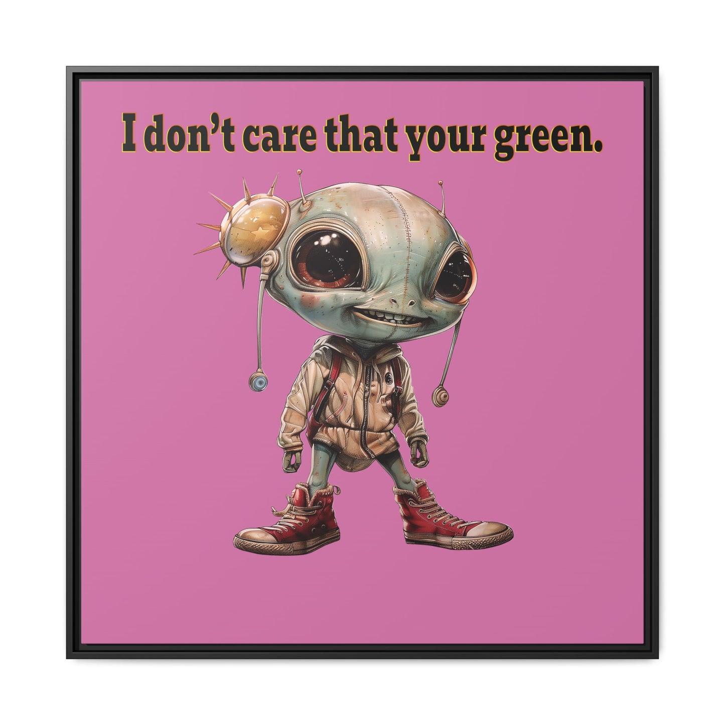 I don't care that your green - framed canvas art (light pink)