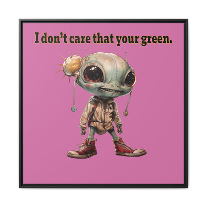 I don't care that your green - framed canvas art (light pink)