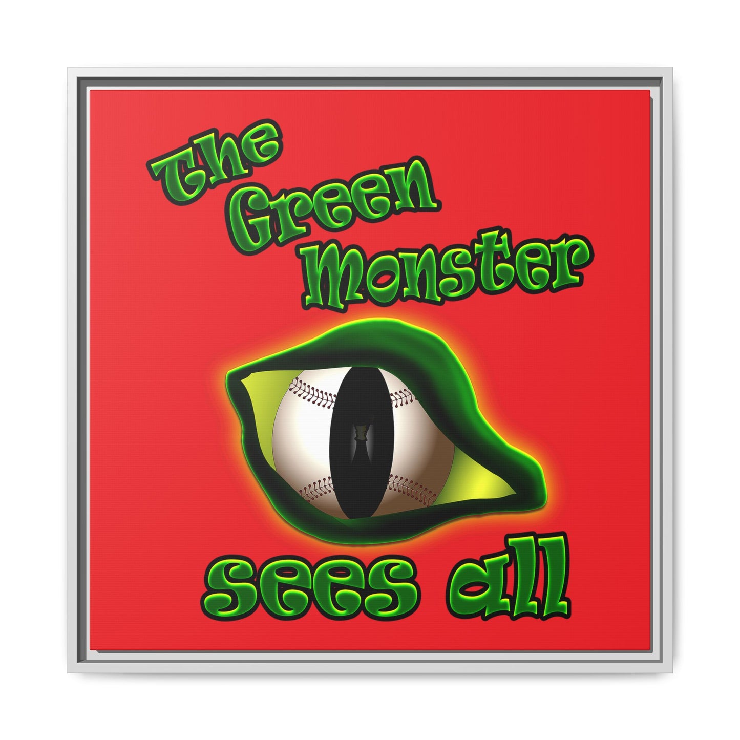 green monster - framed canvas art (red)