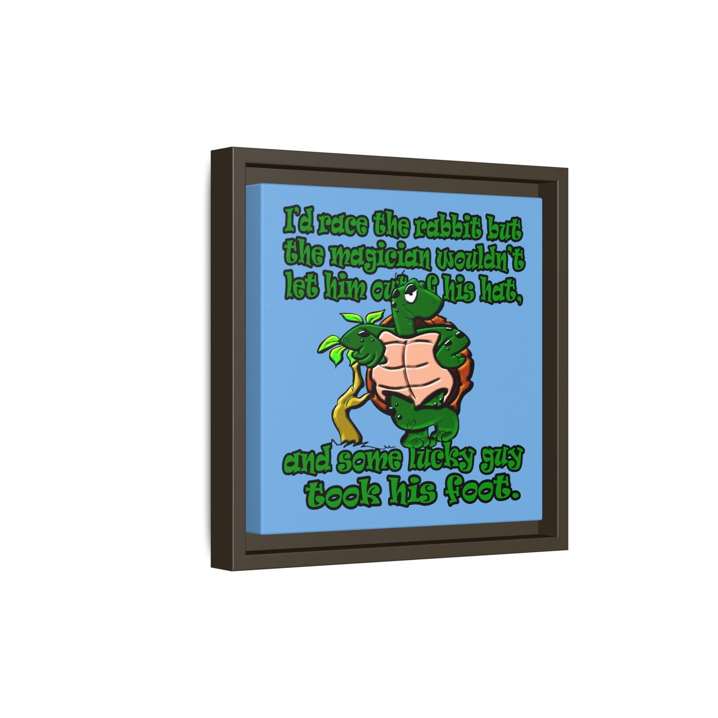 turtle race - framed canvas art (light blue)