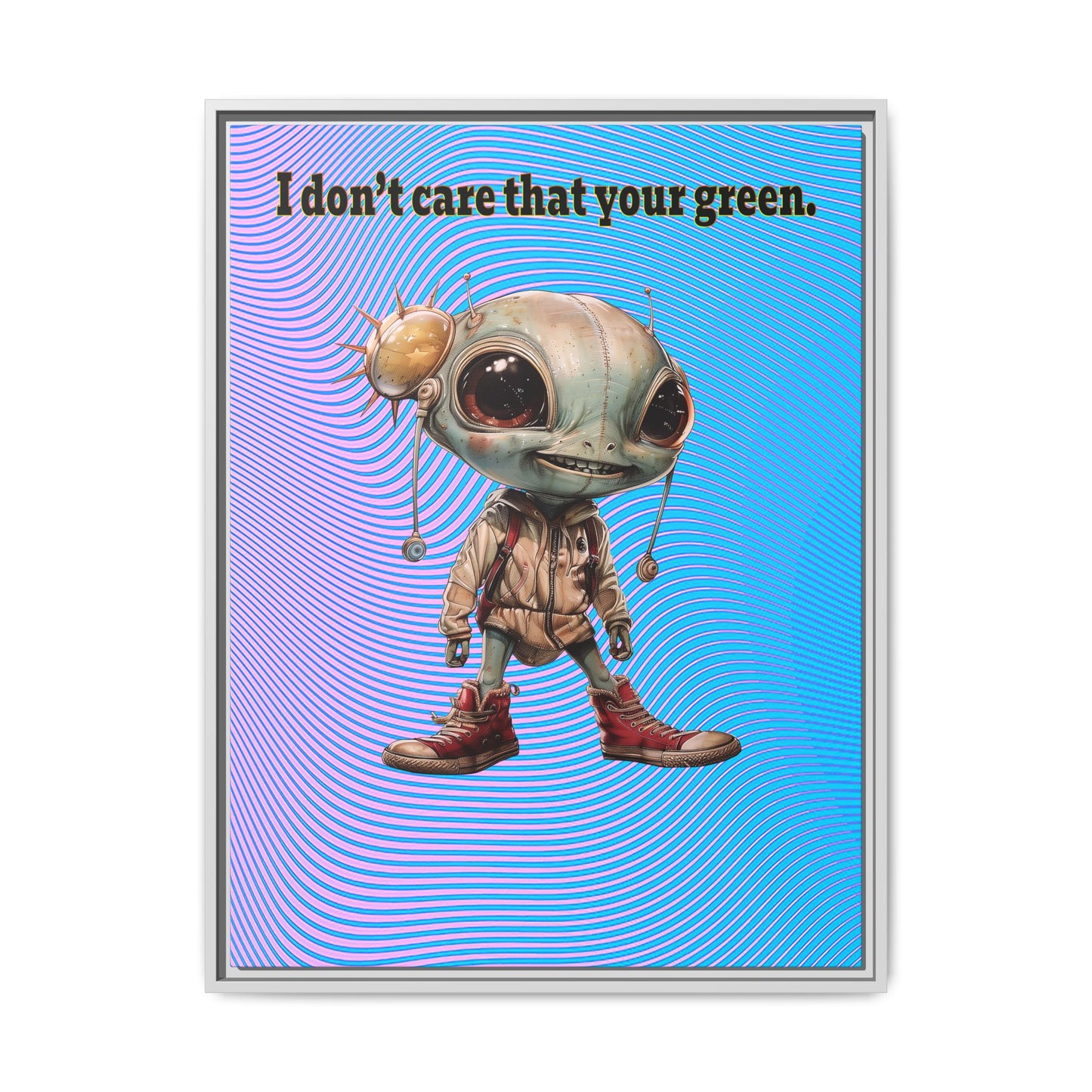 I don't care that your green - framed canvas art (light blue-purple wave)