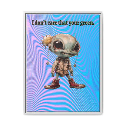 I don't care that your green - framed canvas art (light blue-purple wave)