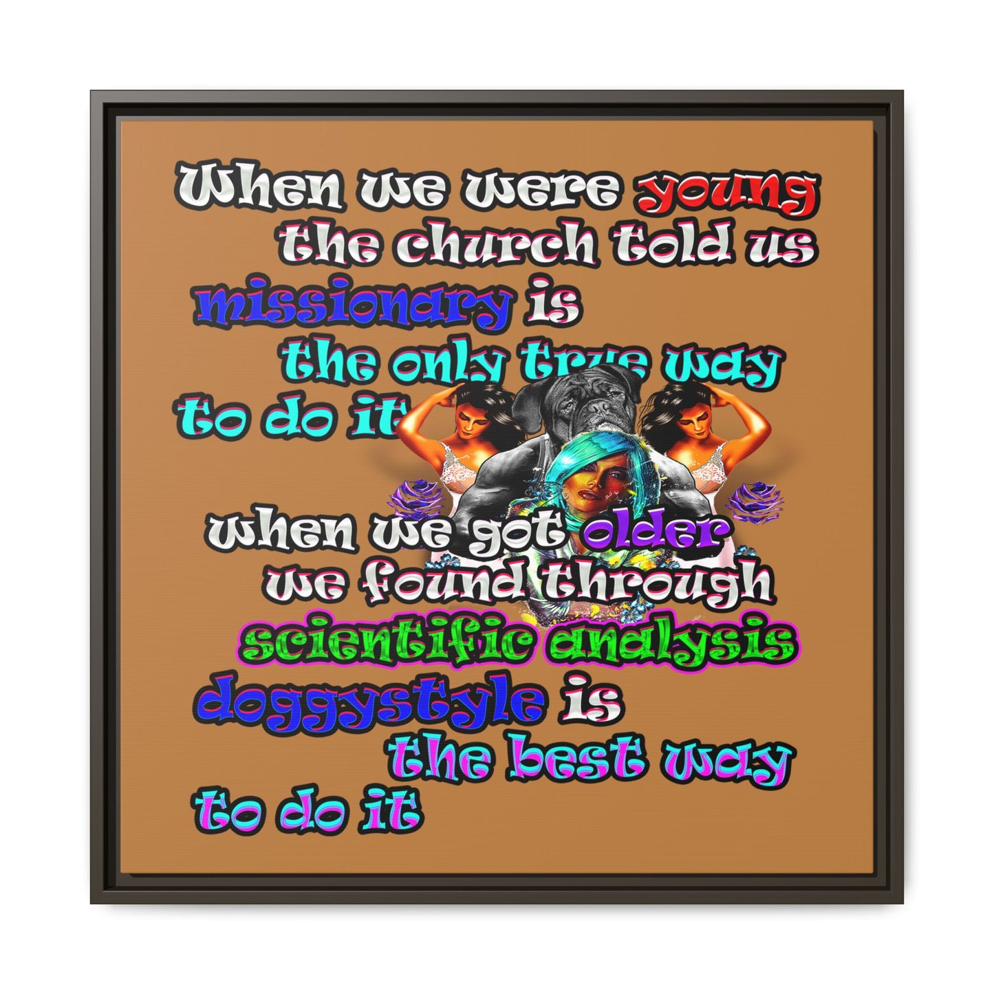 doggystyle - framed canvas art (light brown)
