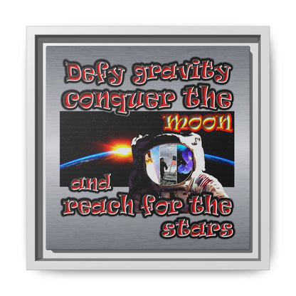 defy conquer reach - framed canvas art (brushed nickel)